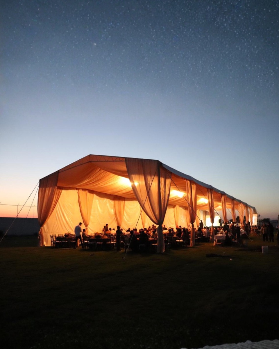 Carpa iluminada bajo las estrellas